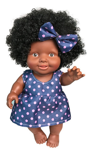 Imagen 3 de 8 de Simulada Muñeca Africana Reborn De Silicona De 10 Pulgadas