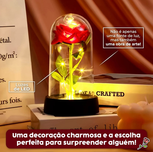 Presente Enfeite Luminária Cúpula Rosa Led Bela E A Fera