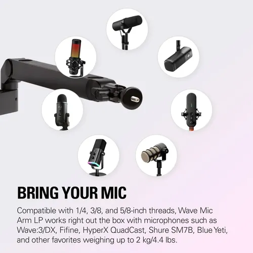 SHURE MV7+＆Elgato Wave Mic Arm LP セット Braço Para Microfone Elgato Wave Mic Arm Lp Perfil Baixo