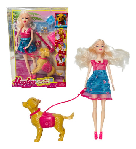 Muñeca Hayley Con Mascota Perro Accesorios Nena Juguete
