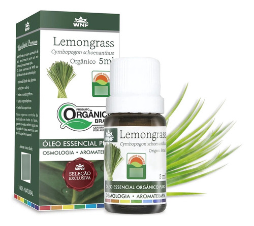 Óleo Essencial Lemongrass Capim Limão Orgânico 5ml Wnf