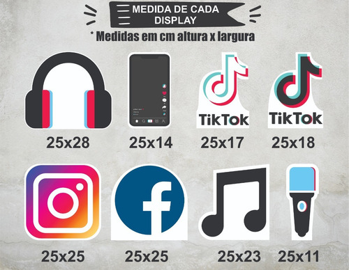 Kit Painel Poli Banner + Displays Festa Tik Tok Rede Social