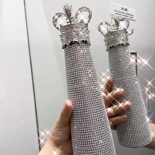 Taza Térmica Con Diamante Con Corona Plateada