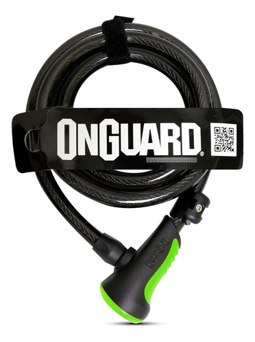 Candado Bici Onguard Espiral C/llave 180cm X 12mm C/soporte