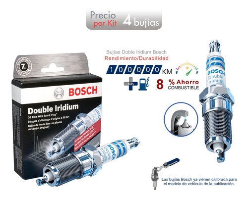 Bujía Bosch Doble Iridium Fr8kii33x / 0242230528 (jgo 4 Pz)