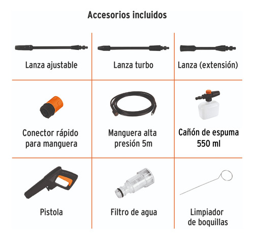 Kit Aspiradora Para Auto-lavado Solidos Liquidos + Lavadora Negro/naranja
