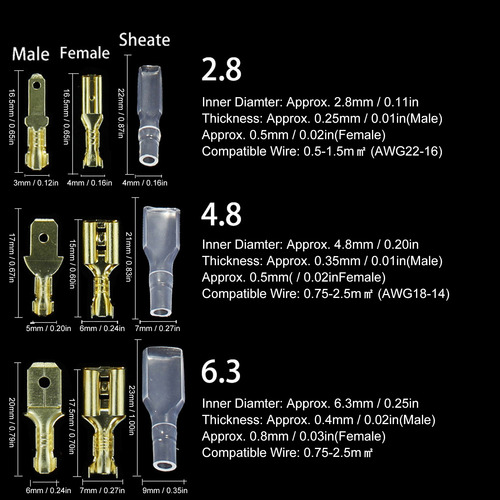 Terminais De Conexão 450pcs Wire Crimp Terminal Block Fêmea