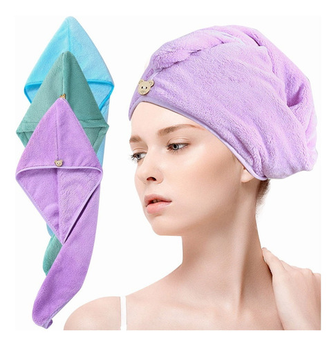 . Toallas De Cabello De Microfibra Rapid Gorro Turbante 3pcs