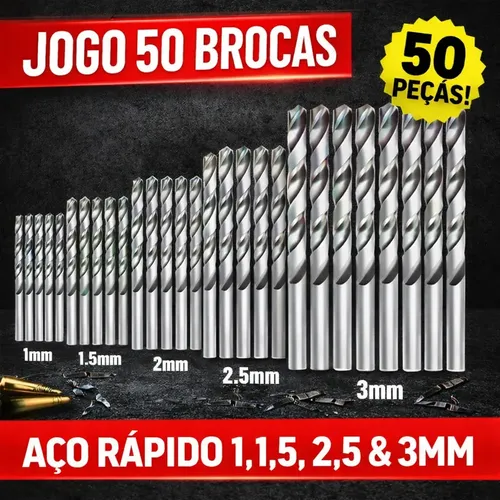 Jogo 50 Broca Aco Rapido 1, 1,5, 2, 2,5 E 3mm Marca MFL