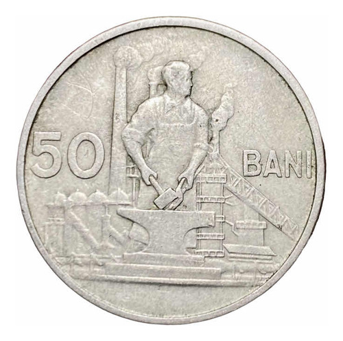 Moneda 50 Bani Rumania 1955 Km 86 Trabajador