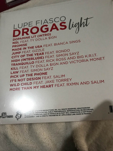 Imagem 2 de 2 de Lp Vinil Lupe Fiasco Drogas Light