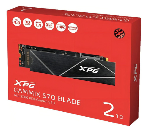 Ssd M.2 Nvme 2tb Pcie Gen4x4 Adata Blade Xpg S70 3d Nand Preto
