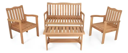 Conjunto Para Jardim De Madeira Eucalipto 4 Peças Sem