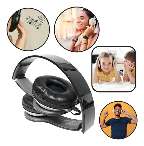 Fone De Ouvido Headphone Com Fio Estéreo Dobrável Pc Celular