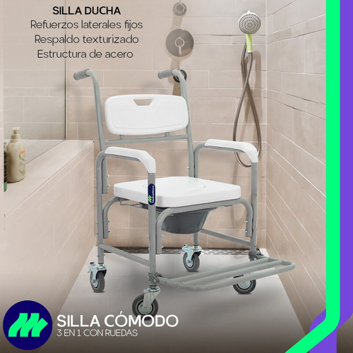 Silla Comodo Ducha Aumento Para Wc Baño 3 En 1