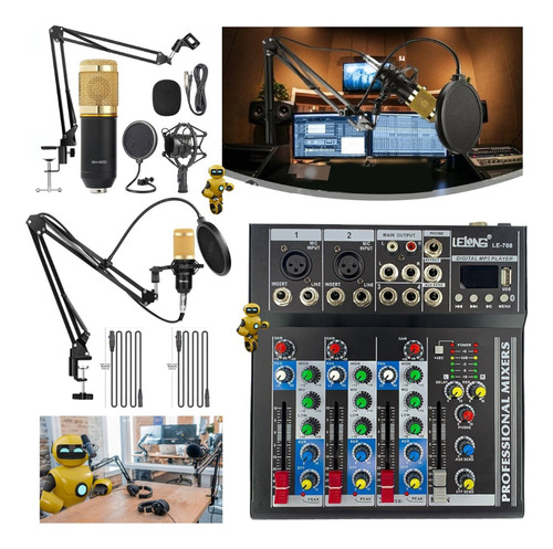 Combo  Audio Mesa De Som + Microfone Condensador Webcast