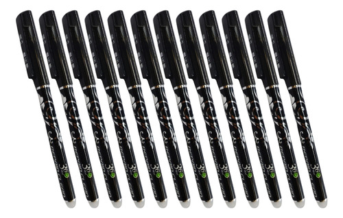 Set 12 Plumas Borrables Crown 4370-A Boligrafo Lapicero Color Negro