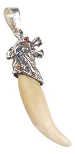 Colmillo De Coyote Encasquillado En Plata Figura Coyote Plateado (Usado)