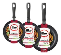 Comprar Set Juego 3 Sartenes Antiadherentes 20 24 Y 30cm Ilko Color Rojo con Negro
