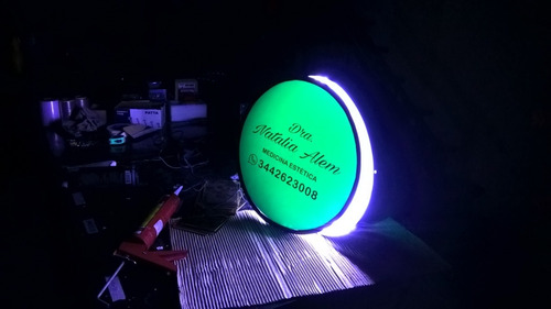 Cartel Led Circular Luminoso Acrílico Doble Cara 50cm.