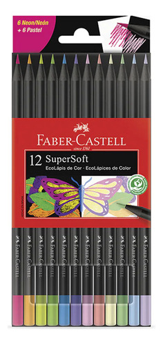 Set 12 Lápices De Color Neón-pastel Fabercastell Supersoft