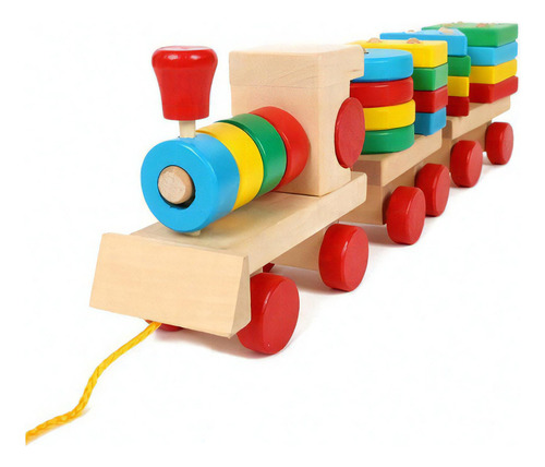 Tren Didáctico Montessori Encajar Figuras Geométricas Madera