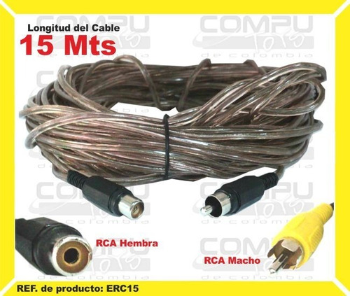 Cable Extensión 15 M Rca 1x1 M-h Ref: Erc15 Computoys Sas