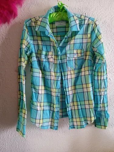 Camisa A ropostale Signature Mujer Talla Chica A Cuadros Azu