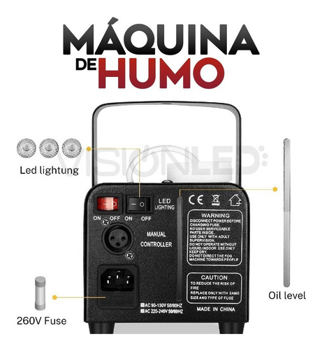 Imagen 5 de 7 de Maquina De Humo 600w Con Luces Led Rgb Multicolor
