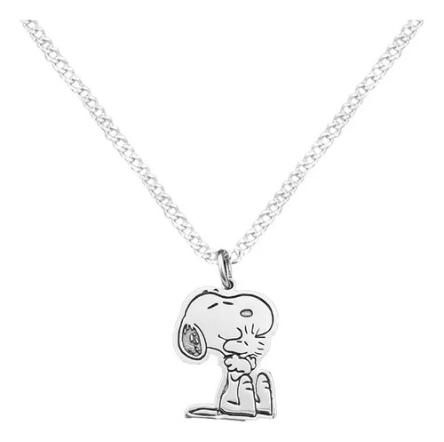 Dije Y Cadena Snoopy Sentado Chico Plata .925 Envio 