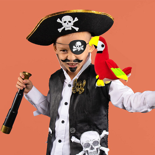 Máscara De Pirata Con Un Soloojo Y Calavera Negra Para Niños