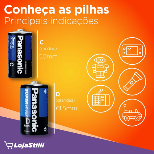 Pilha Grande D 1sh Panasonic - Bandeja C/20 Unid.