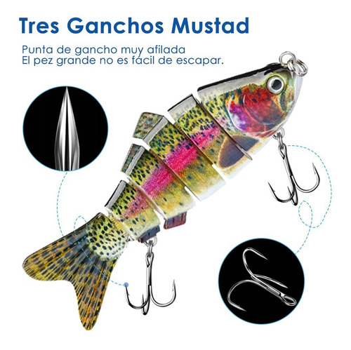Imagen 4 de 8 de Kit Señuelos De Pesca 3 Piezas Para Agua Dulce Y Salada 10cm