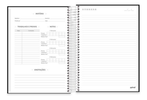 Caderno Lumi Capa Dura Com Elastico 160 Folhas 10 Materias