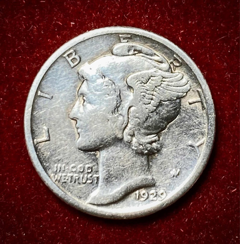 Moneda 1 Dime Liberty Estados Unidos 1929 Km 140 Plata 0.900