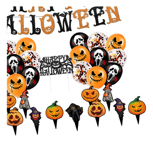 Conjunto De Decoraciones Para Fiesta De Halloween, Cartel De