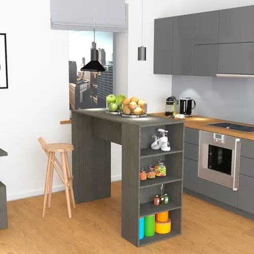 Imagen 2 de 10 de Barra Cocina Desayunador 3 Estantes Diseño Moderno Delos
