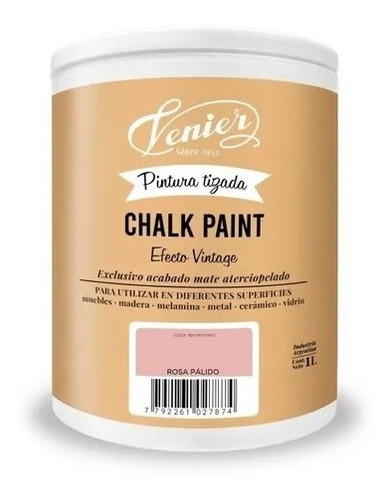 Chalk Paint Venier Tizada 8 Colores X 1 Litro Color Rosa Pálido