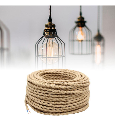 Cable Eléctrico Trenzado Cuerda De Cáñamo 5m Decoración
