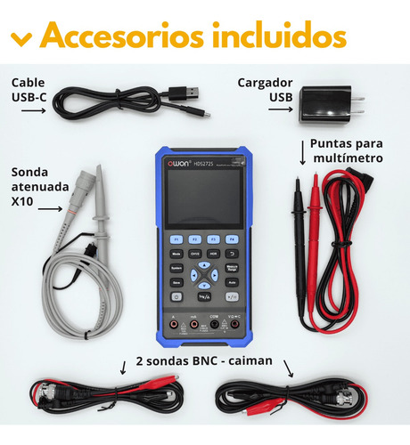 Owon Hds272s Osciloscopio + Multímetro 70mhz + Gen.función