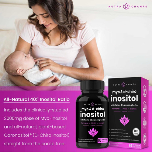 Myo Inositol & D-chiro 40:1 Ratio(90 Cápsulas) Hecho En E.u. Sabor Sin Sabor