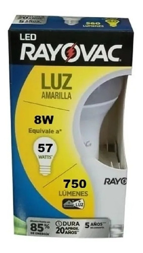 Lampara Led Rayovac 8w = 57w Luz Calida