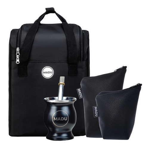 Imagen 1 de 10 de Juego De Mate Acero Mochila Madu Yerbera Azucarera Ecocuero