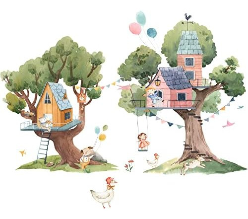 2 Pcs Pegatinas De Pared De Árbol De Dibujos Animados Calcom