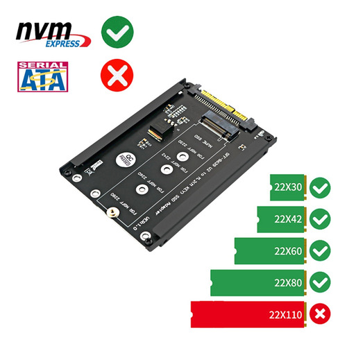 Adaptador Elevador M.2 Nvme Key M Ssd A Sff-8639 U.2 W