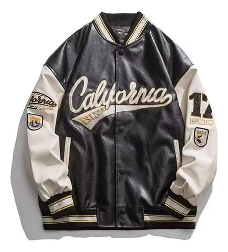 Chaqueta Béisbol Bordada Para Hombre Americano De Cuero Pu