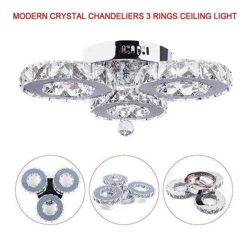Lámpara Techo Led Cristal Blanco Frío Lámpara Lujo