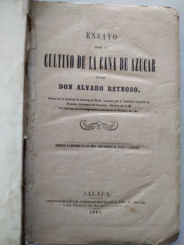 Cultivo De La Caña De Azúcar 1871 Libro Antiguo 