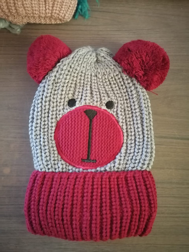 Gorro Infantil Oso Color Rojo Nuevo