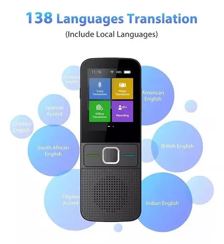  Traductor de idiomas Dispositivo de traductor instantáneo  portátil compatible con WiFi/Hotspot/Offline bidireccional en tiempo real  en línea 137 idiomas con grabación de pantalla táctil de 2.4 pulgadas,  traductor inteligente negro 